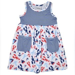 Flap happy dahlia sleeveless dress Sunday sails lobster print size 4t NEW
